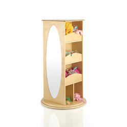 Guidecraft Rotating Dress Up Storage - Natural: Kids\' Pretend Play Storage Shelves and Hangers with 2 Mirrors & Hooks - Toys an