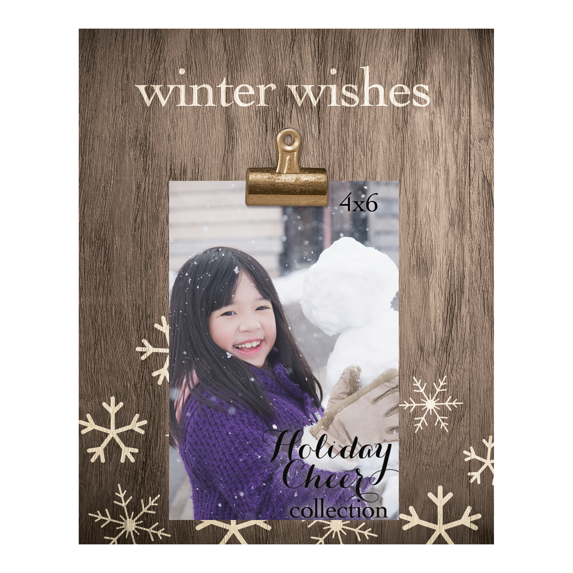 4&#8221; x 6&#8221; Winter Wishes Clip Frame - Brown
