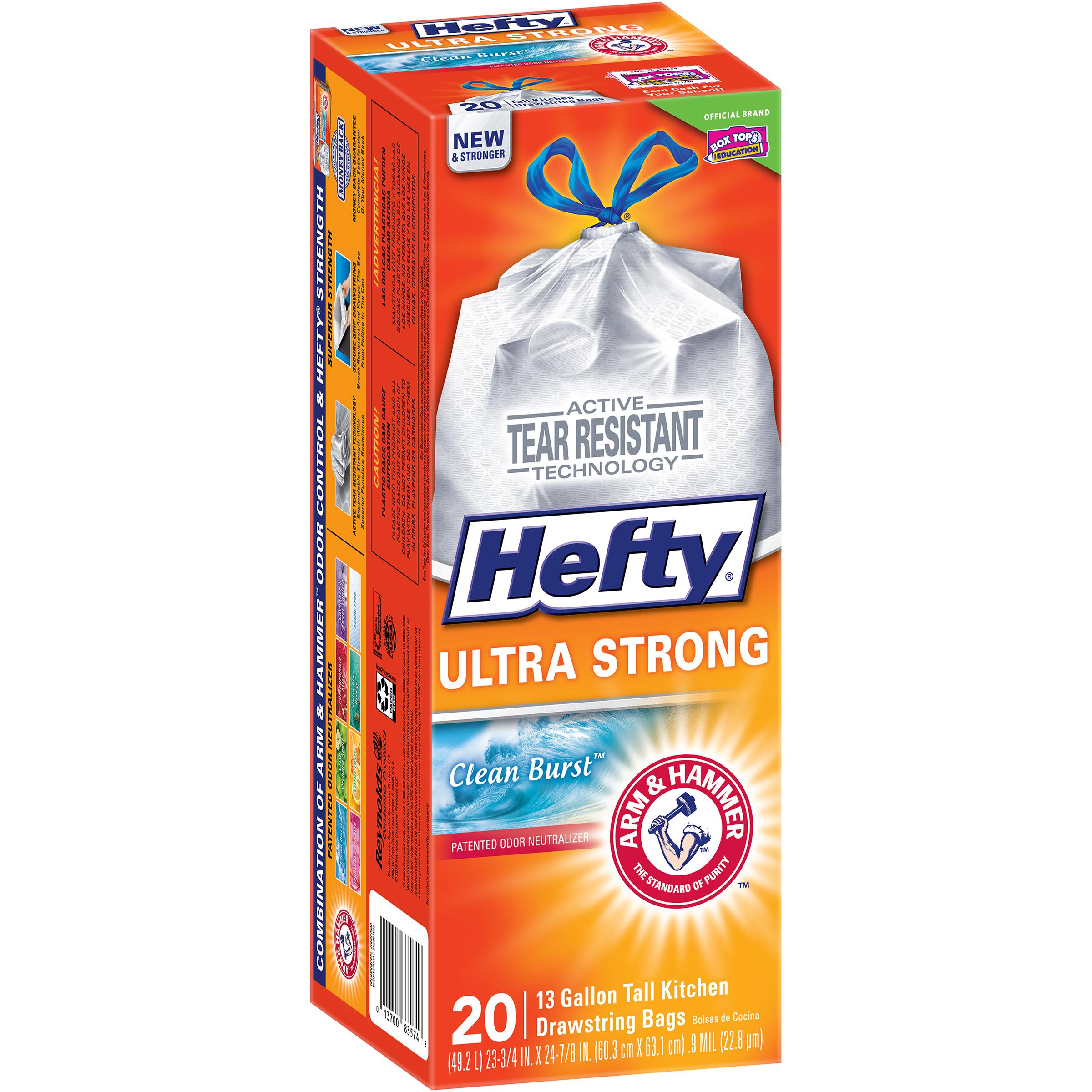 Hefty Ultra Strong Clean Burst Trash Drawstring Bags, 20 Count, Size: 13 gallon, White Hefty Ultra Strong Clean Burst Trash Drawstring Bags, 20 Count, Size: 13 gallon, White