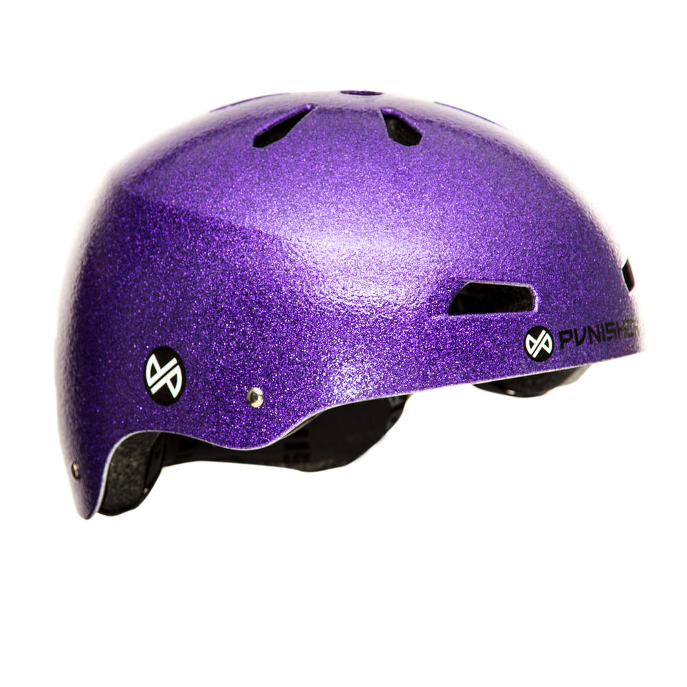Punisher Skateboards  Pro 13-vent Bright Purple Dual Safety Certified BMX Bike and Skateboard Helmet  Youth/teen 9+