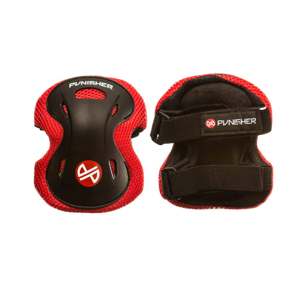 Punisher Skateboards Punisher Elbow, Knee, and Wrist Skateboard Pad Set (Youth 8+), Red
