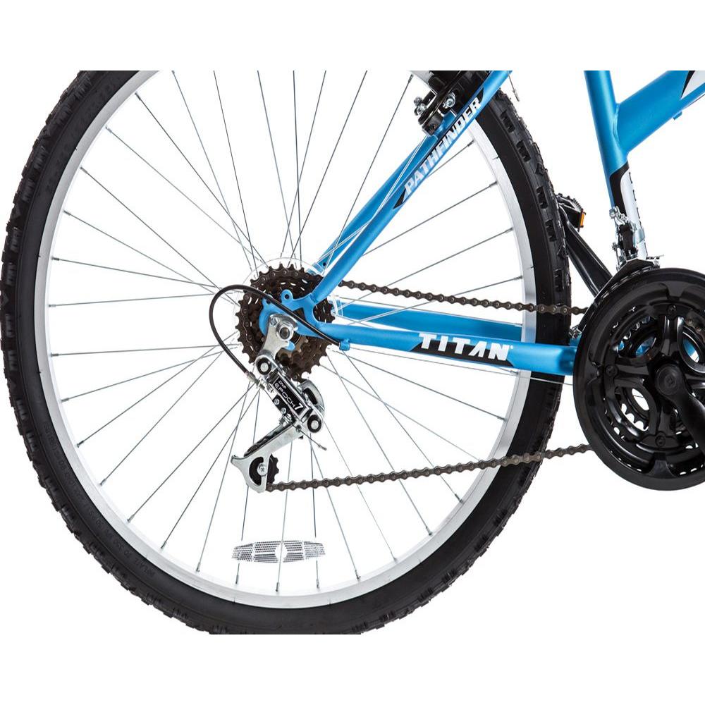Titan Pathfinder Women's Mountain Bicycle, 17-Inch Frame Height, 21-Speed, Front Suspension, Baby Blue