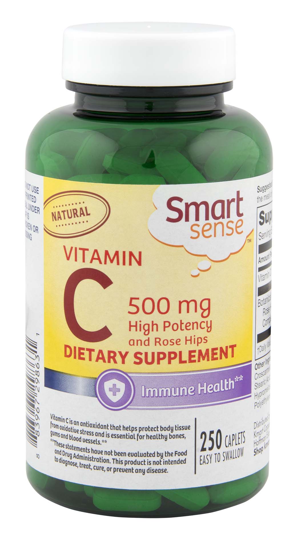 Smart Sense  Vitamin C 500 mg High Potency & Rose Hips  250 Caplets