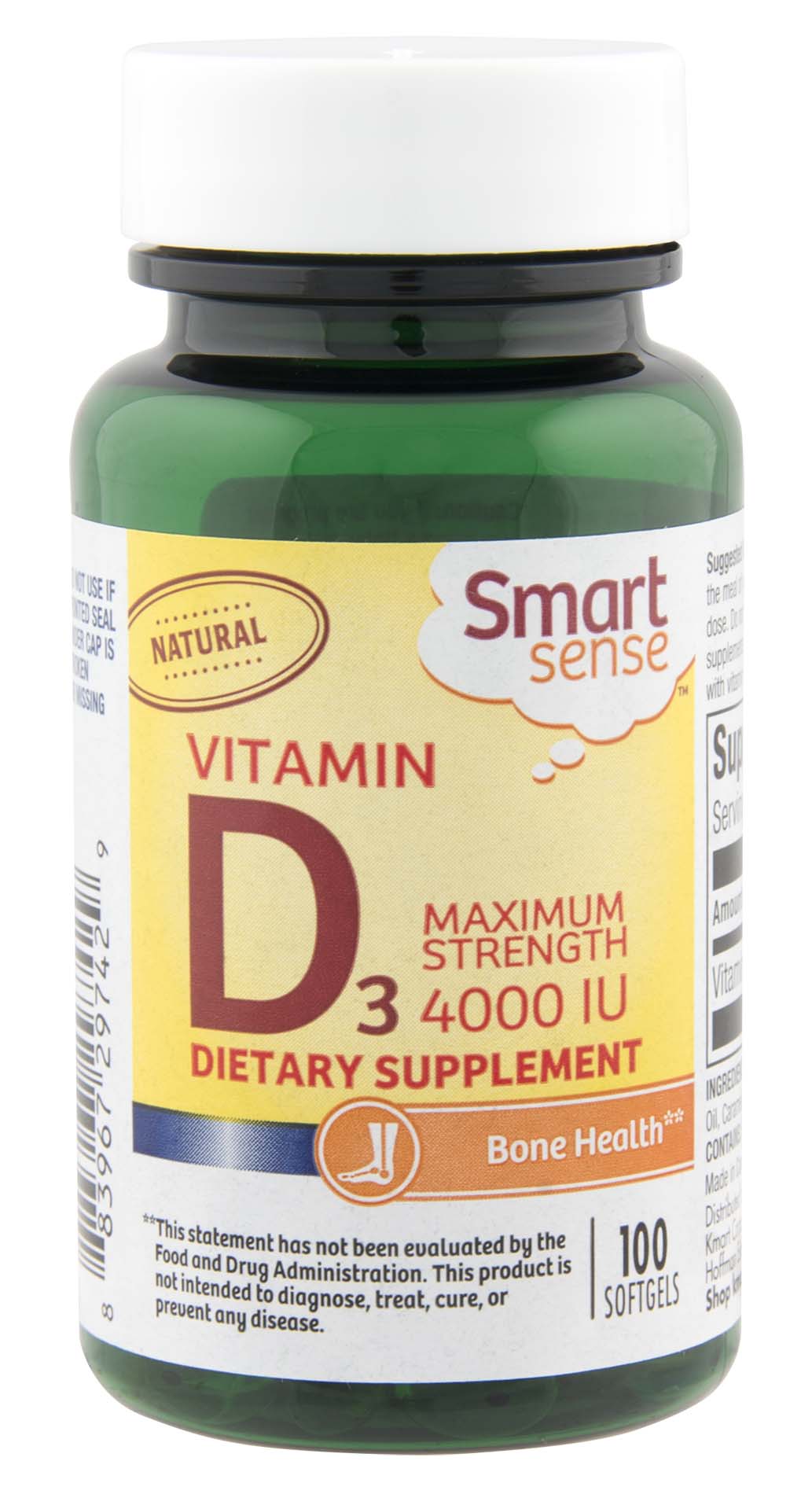Smart Sense Vitamin D3  4000 IU  Tablets  100 Ct.