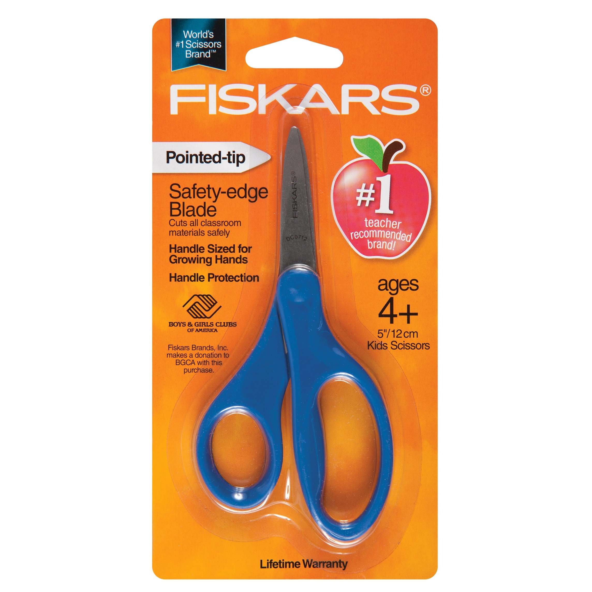 Fiskars For Kids Scissors, Pointed-Tip, 5+, 1 pair