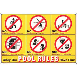 Poolmaster 41357 Sign for Residential or Commercial Swimming, Icon Pool Rules, 24" x 18", Neutral