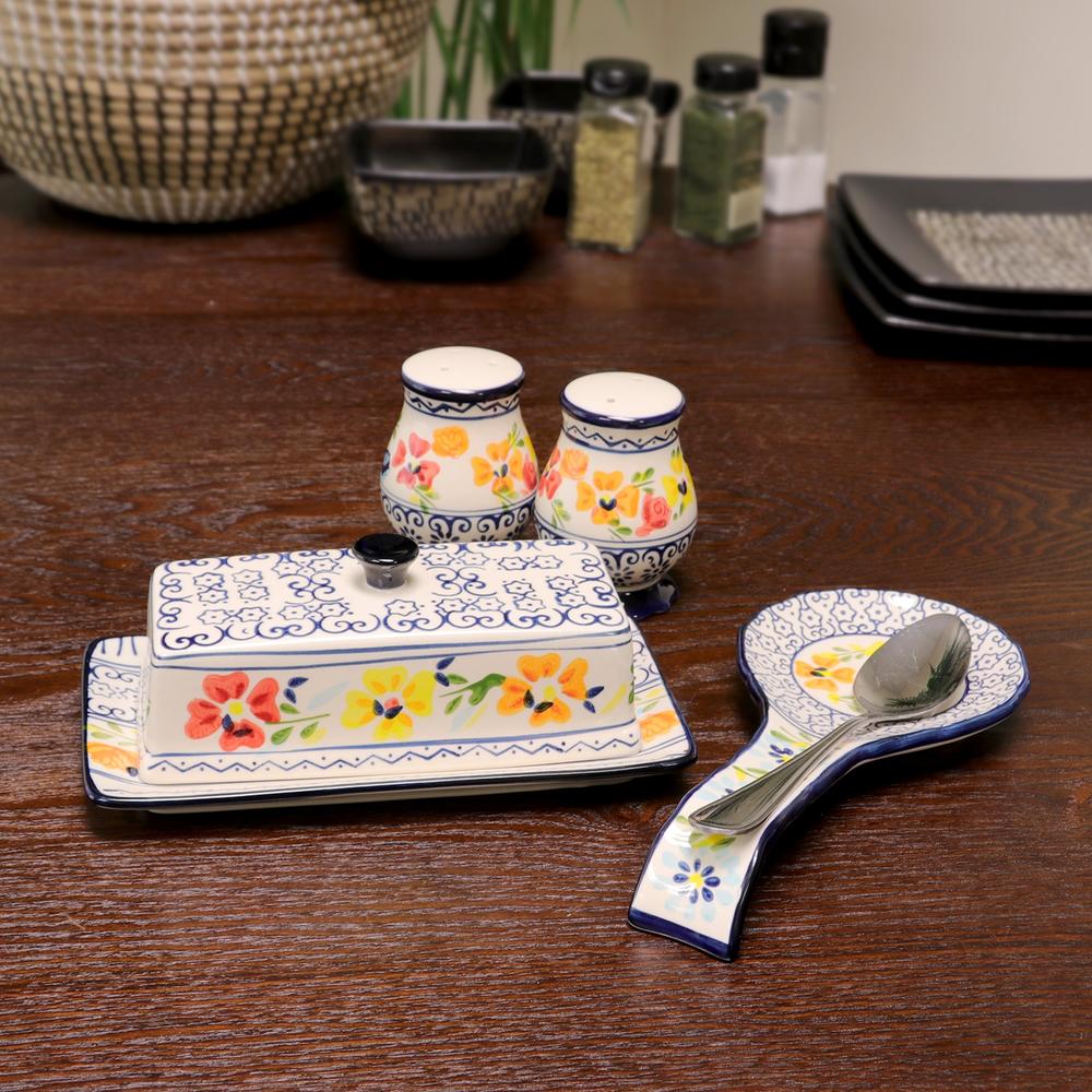 Gibson Elite Luxembourg 4 Piece Hand Painted Stoneware Serving Set