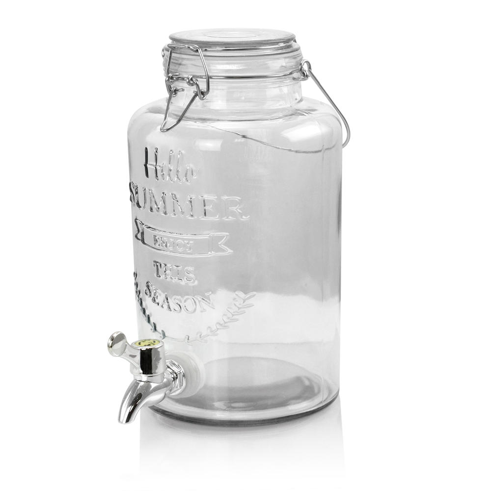 Gibson Home  Bayfront Summer 2.5 L Mason Jar Glass Beverage Dispenser