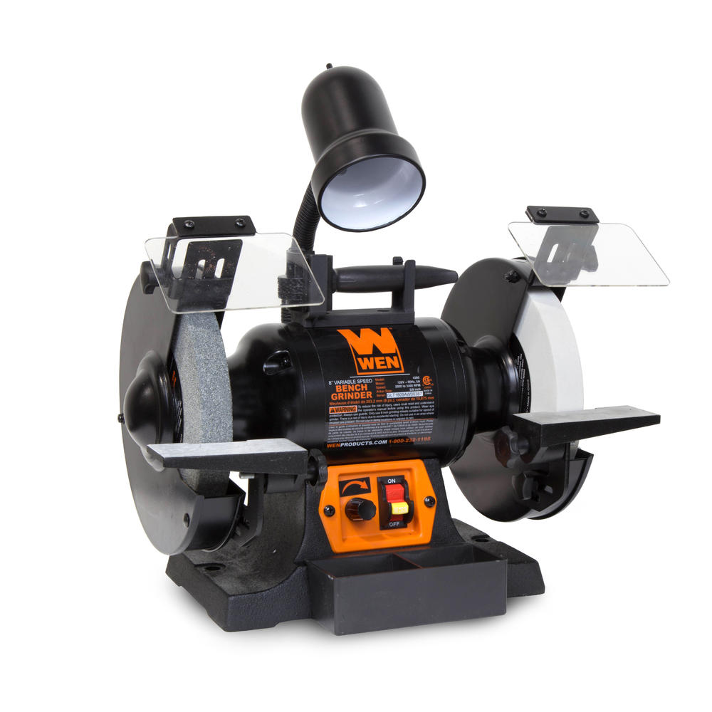 WEN 5-Amp 8-Inch Variable Speed Bench Grinder with Work Light