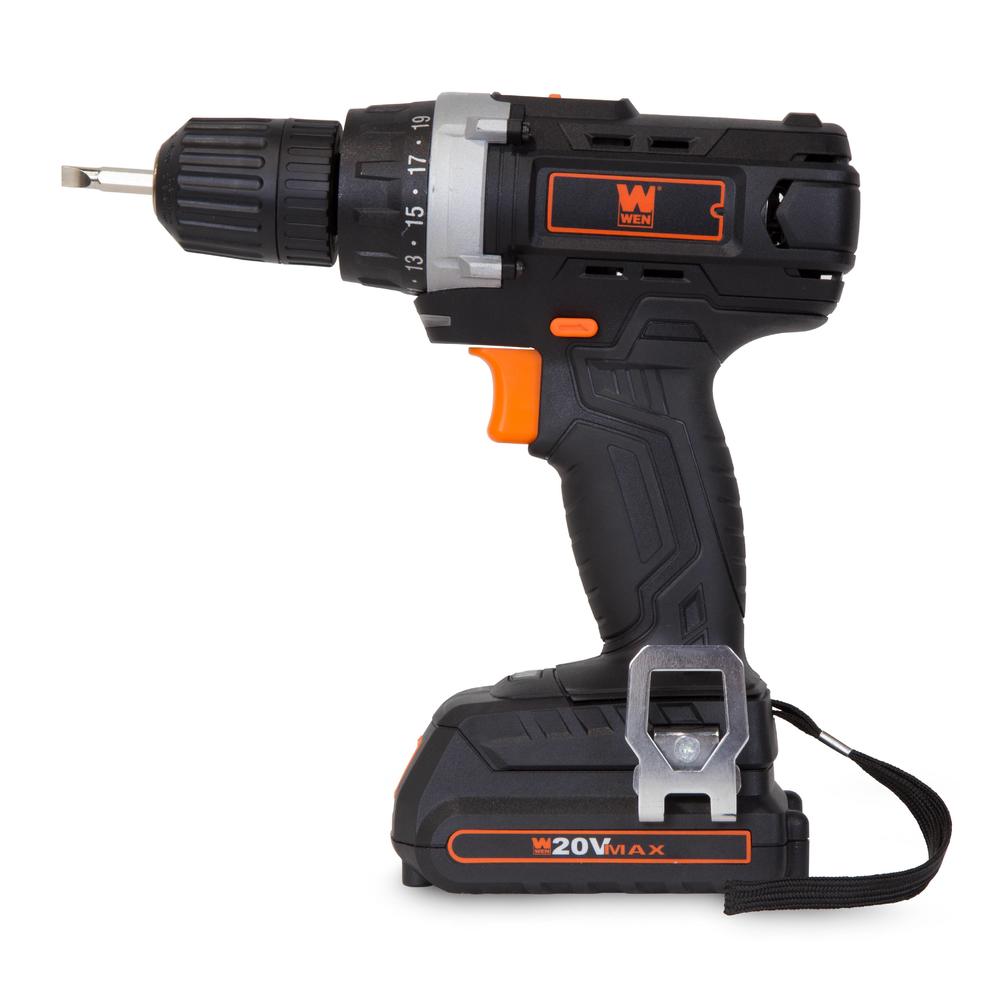 WEN 20V MAX Lithium-Ion Cordless Drill/Driver w/ Bits and Carrying Bag