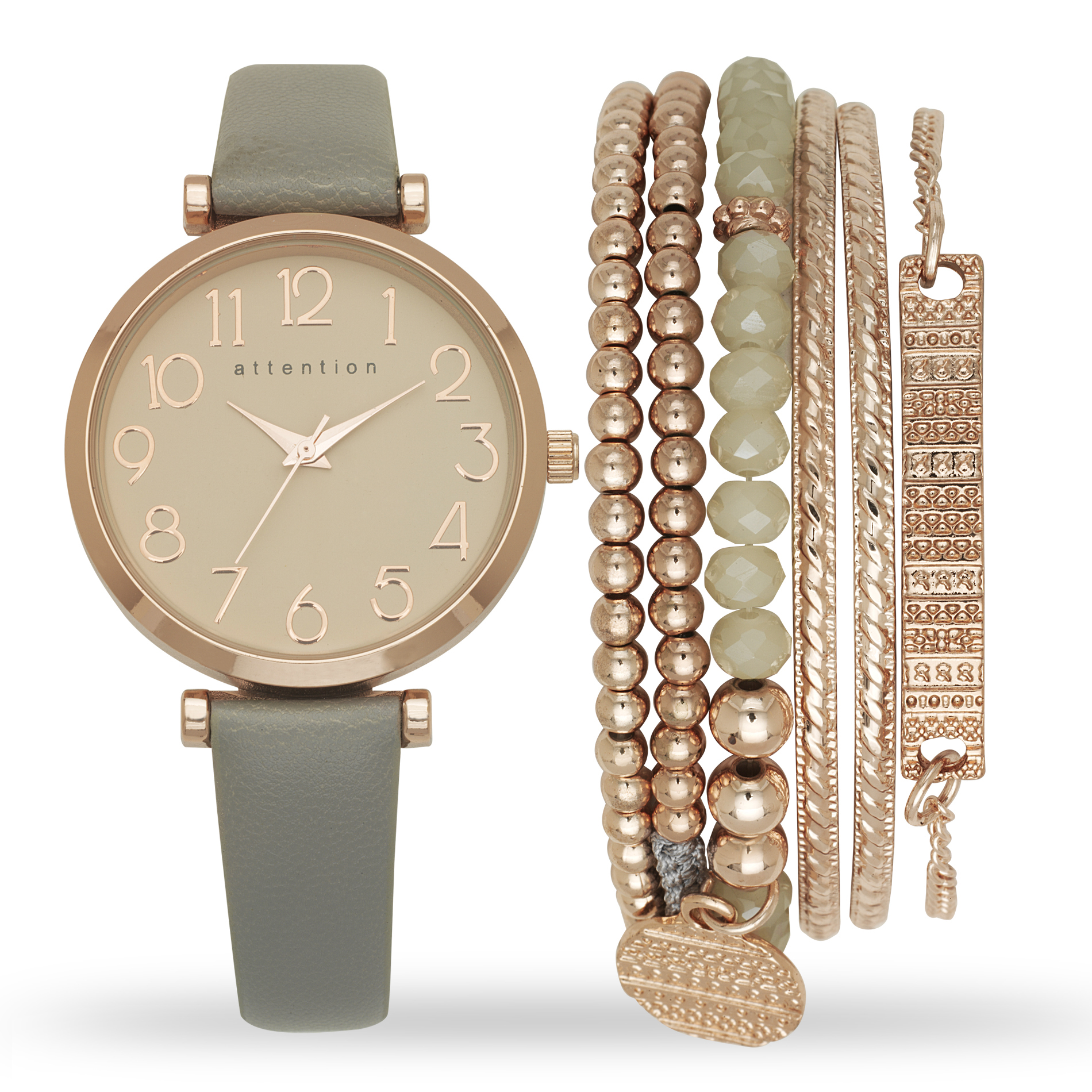 Attention Ladies Rosegold and Gray Watch and Bracelet Set Attention Ladies Rosegold and Gray Watch and Bracelet Set