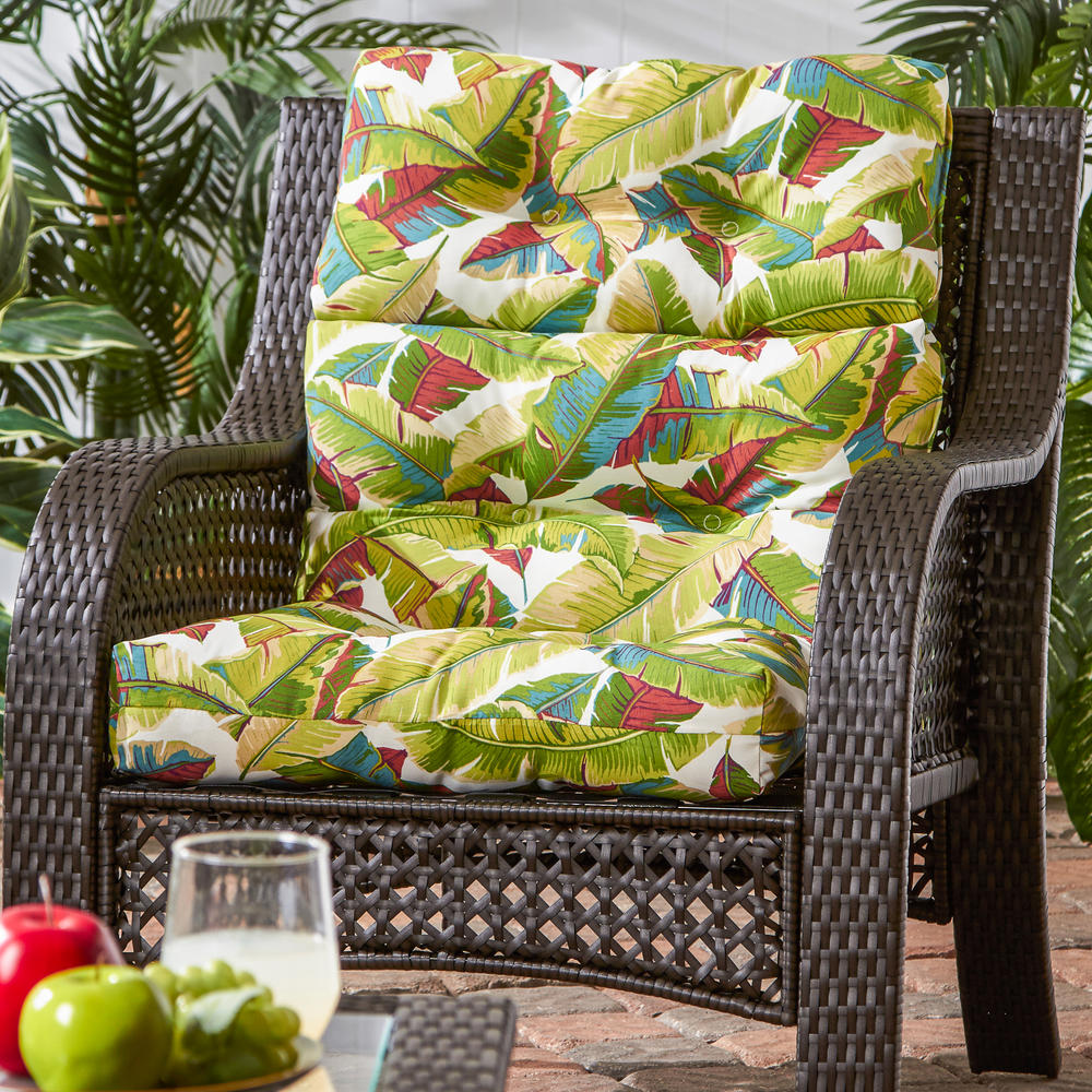 Greendale Home Fashions Outdoor High Back Patio Chair Cushion, Palmetto Multi