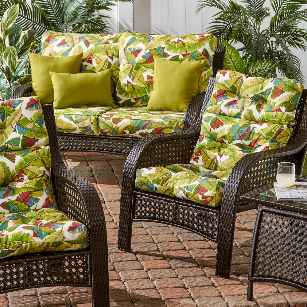 Greendale Home Fashions Outdoor High Back Patio Chair Cushion, Palmetto Multi