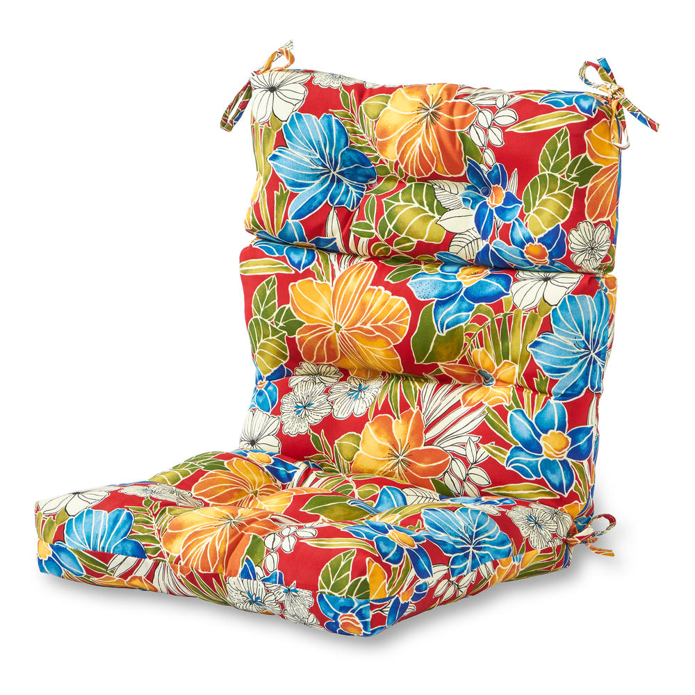 Greendale Home Fashions Outdoor High Back Patio Chair Cushion, Aloha Red