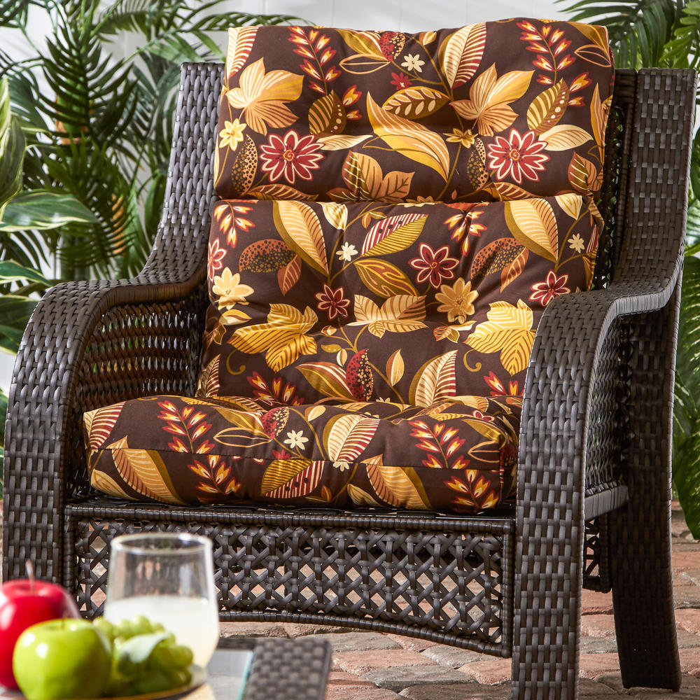Greendale Home Fashions Outdoor High Back Chair Cushion, Sykworks Russett