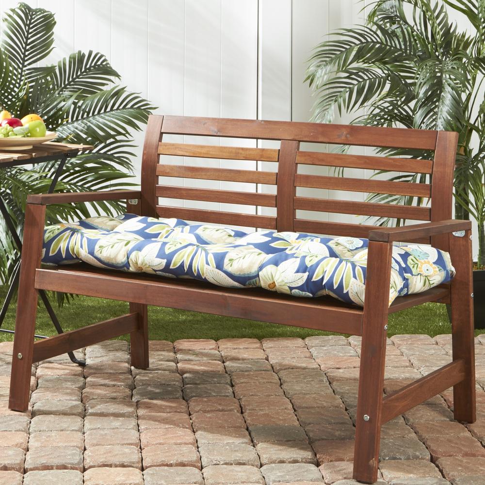 Greendale Home Fashions 51" Outdoor Bench Cushion, Blue Floral