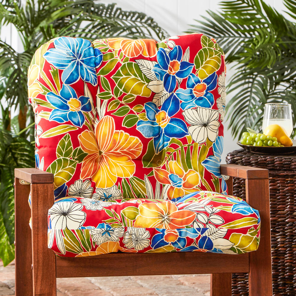 Greendale Home Fashions Outdoor Seat/Back Patio Chair Cushion, Aloha Red