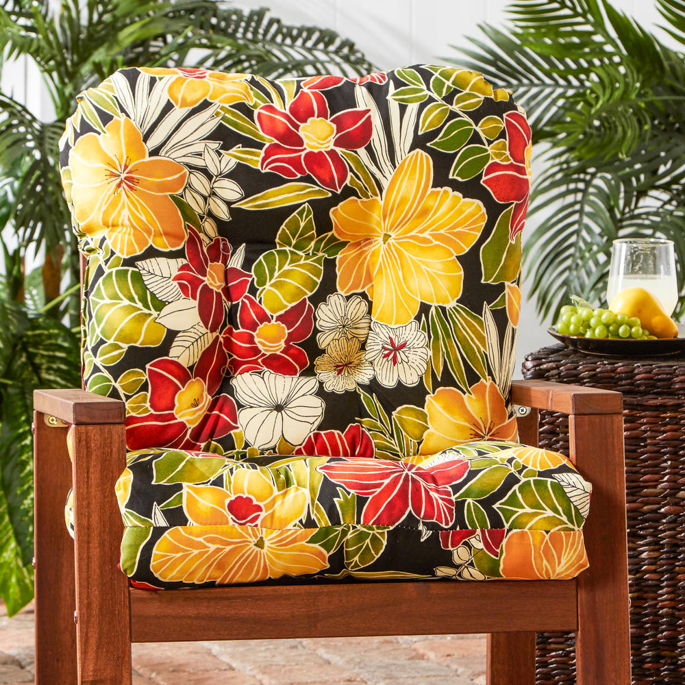 Greendale Home Fashions Outdoor Seat/Back Patio Chair Cushion, Aloha Black