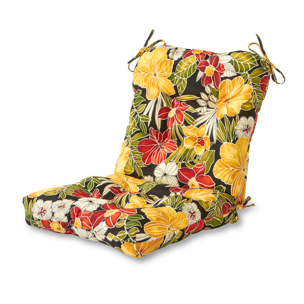 Greendale Home Fashions Outdoor Seat/Back Patio Chair Cushion, Aloha Black