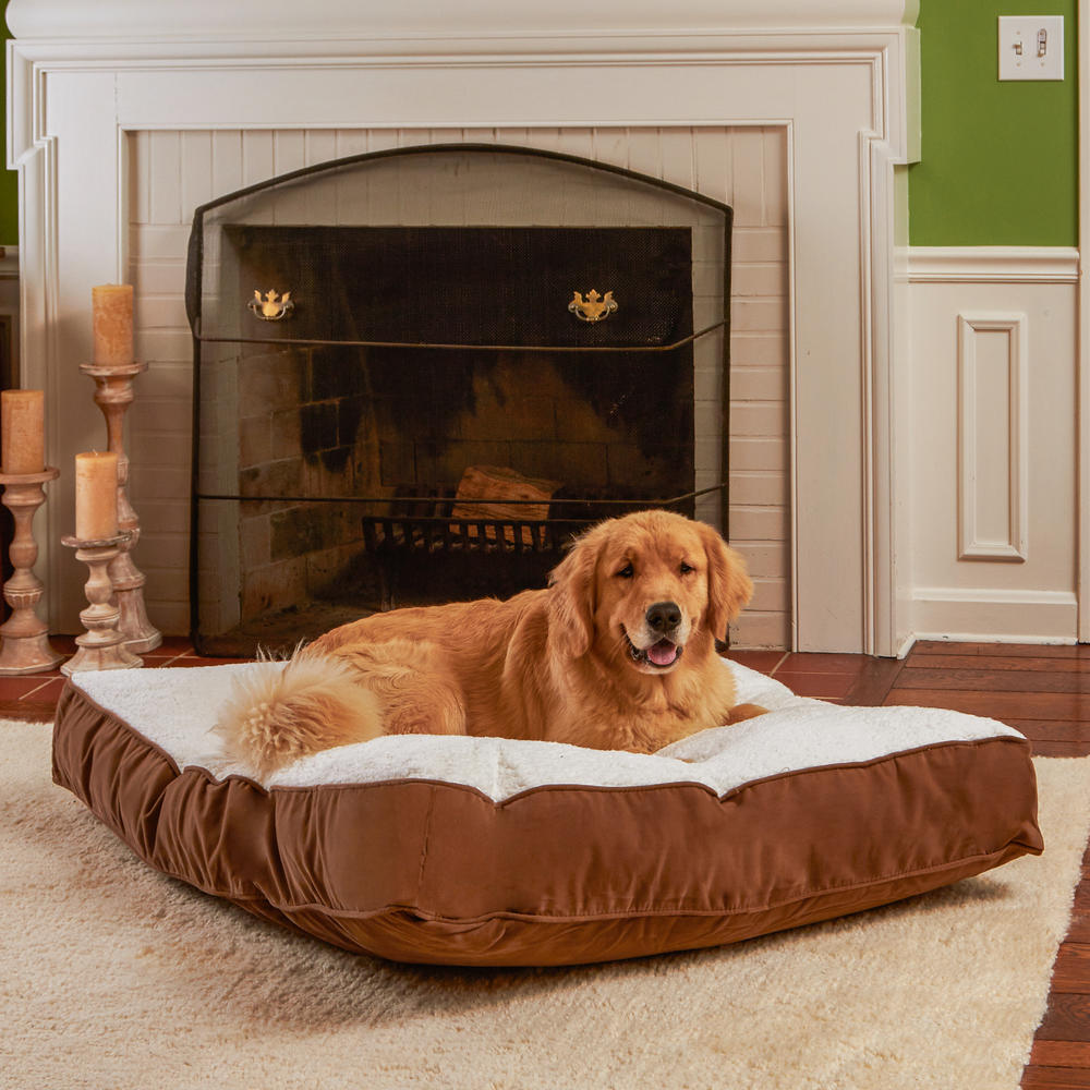 Happy Hounds Buster Dog Bed - Medium (30 x 42") - Latte/Sherpa