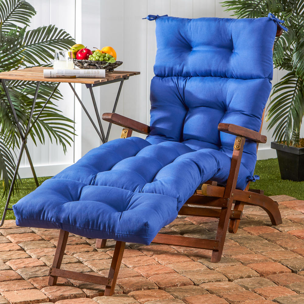 Greendale Home Fashions 72 in. Outdoor Chaise Lounger Cushion, Marine Blue