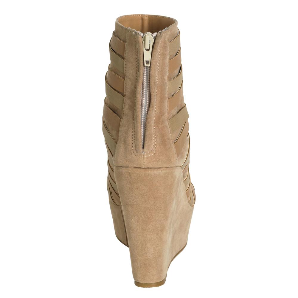 Yoki Women's Campbell Wedge Bootie- Taupe