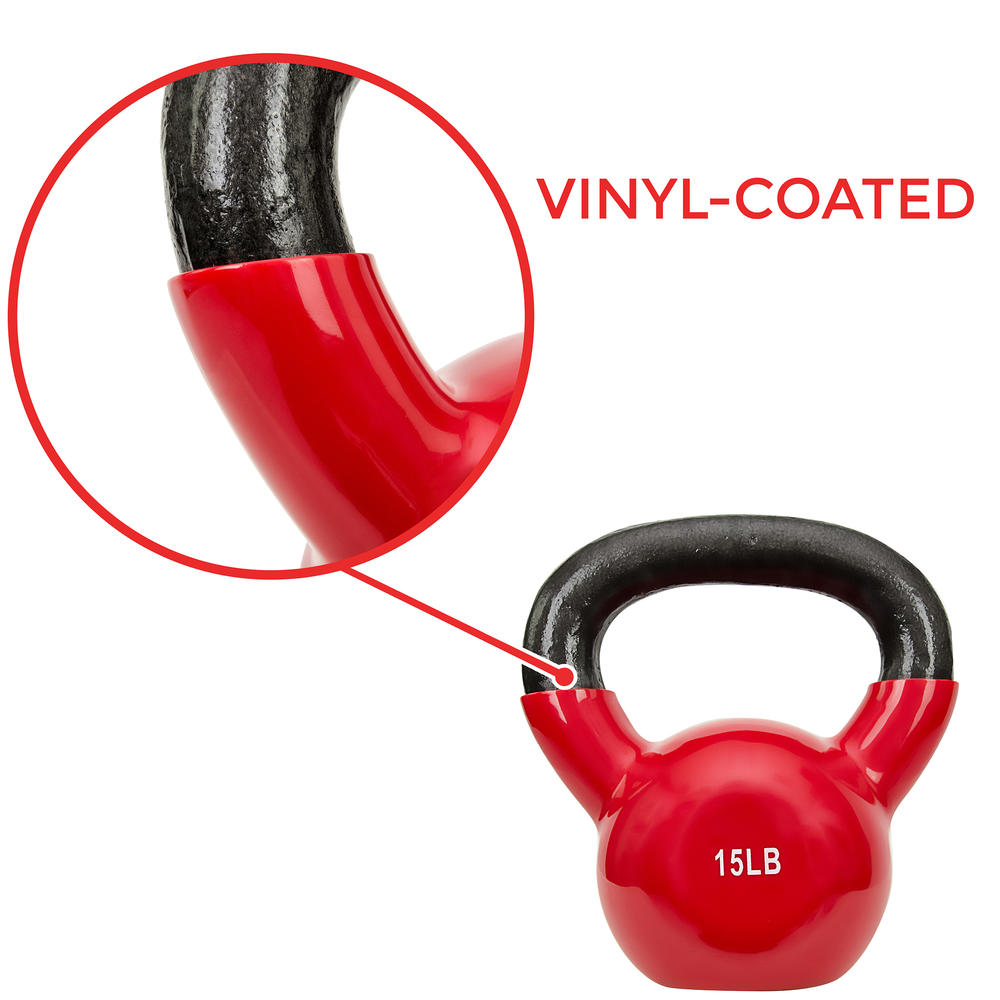 Sunny Health & Fitness Vinyl Coated Kettle Bell-15LB