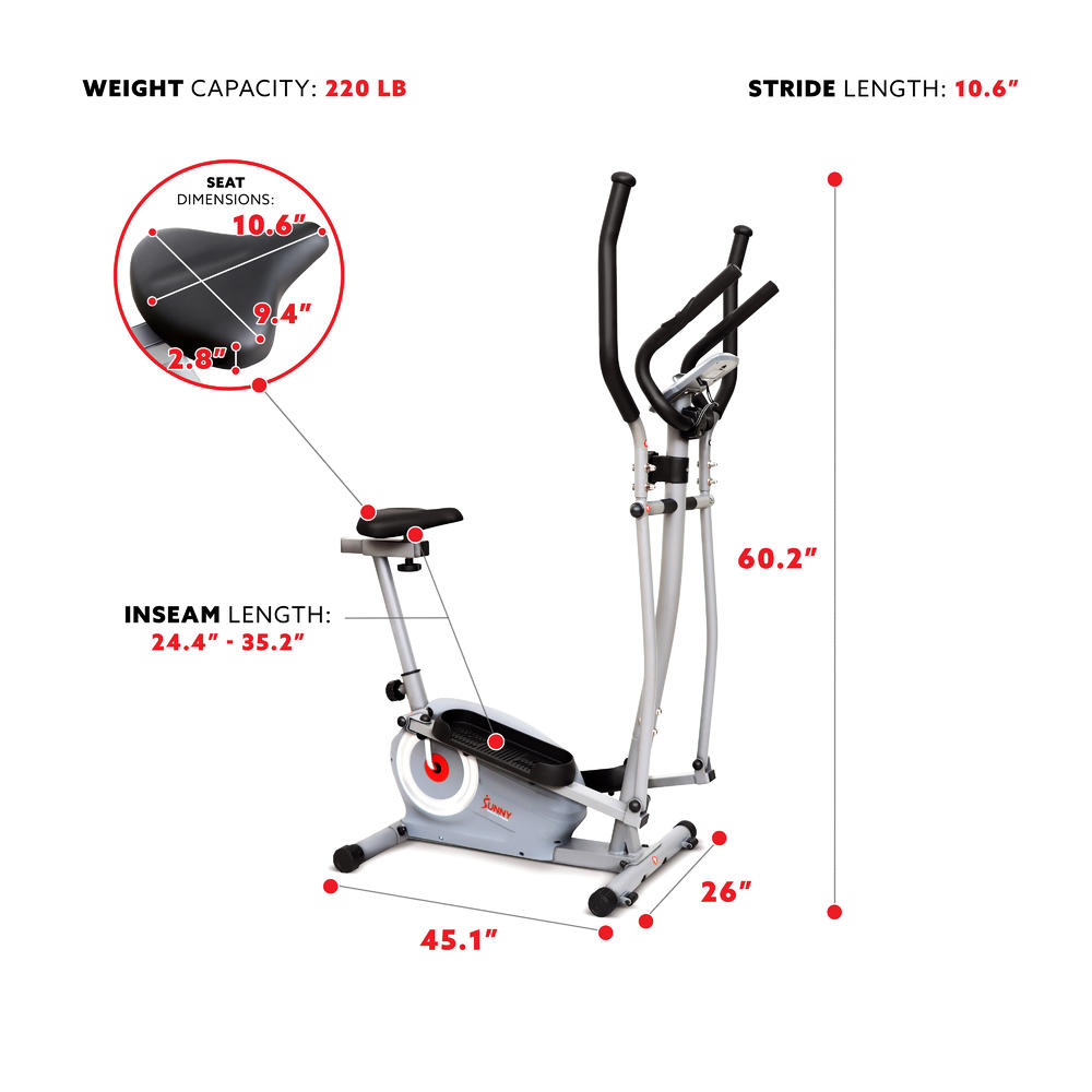 Sunny Health & Fitness Essential Interactive Series Seated Elliptical - SF-E322004