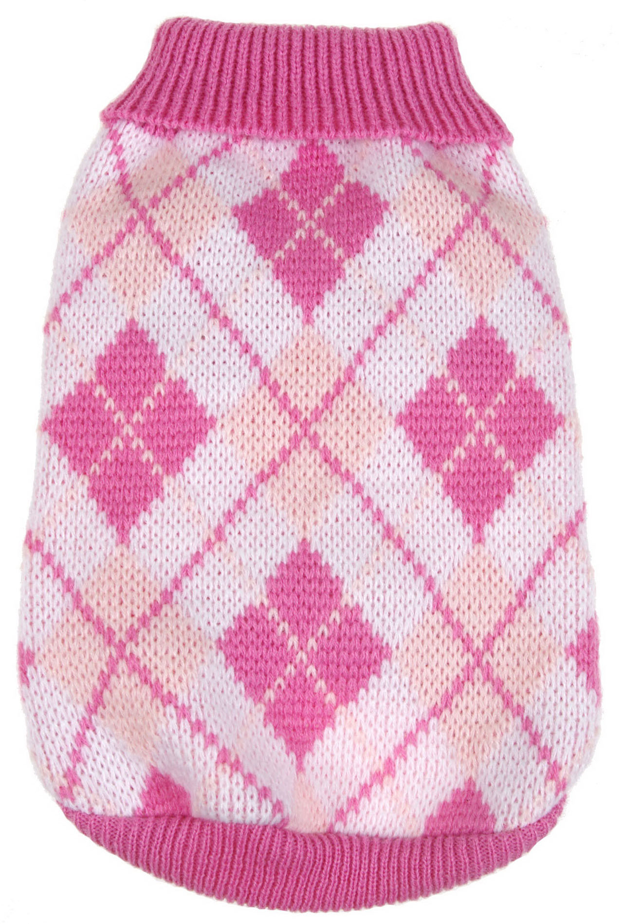 Argyle Style Ribbed Fashion Pet Sweater, Size: Small, Pink Argyle Argyle Style Ribbed Fashion Pet Sweater, Size: Small, Pink Argyle