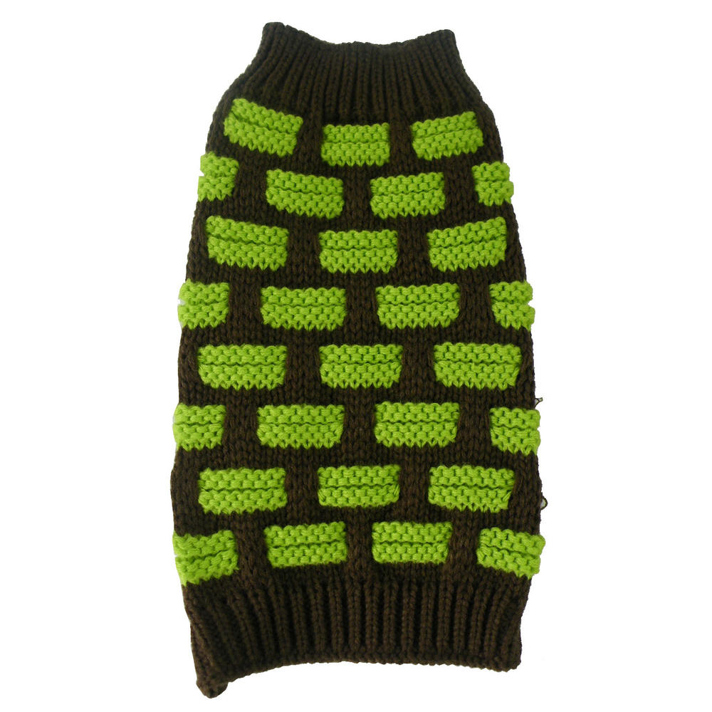 Pet Life Fashion Weaved Heavy Knit Designer Ribbed Turtle Neck Dog Sweater