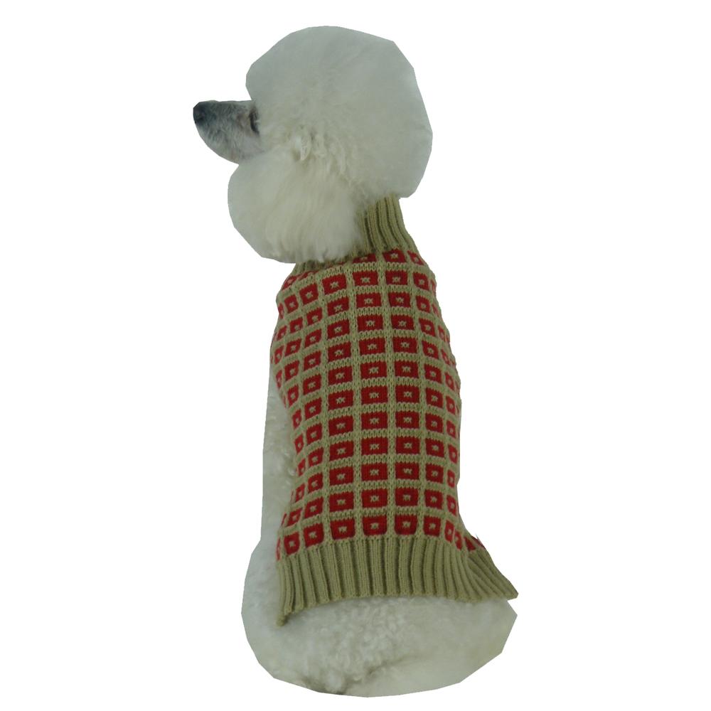 Butterscotch Box Weaved Heavy Cable Knitted Designer Turtle Neck Dog Sweater