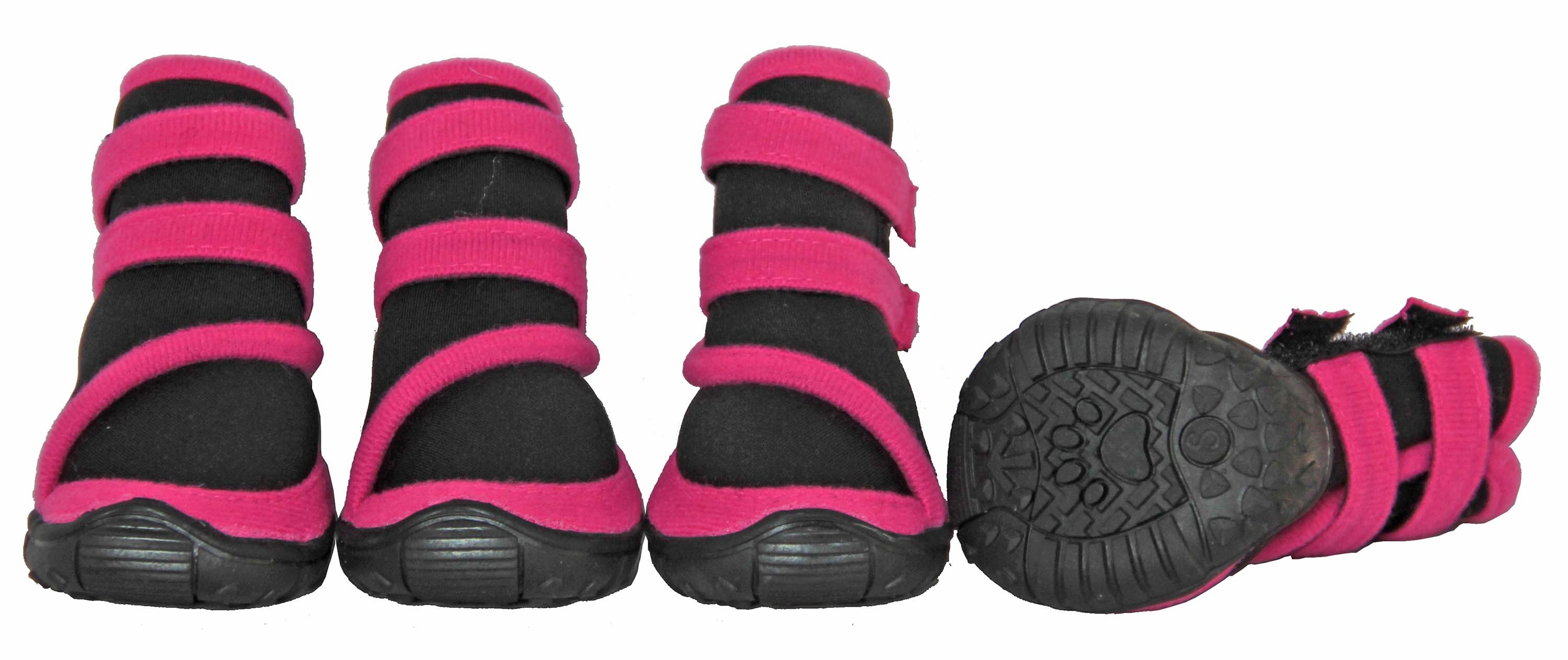 Performance-Coned Premium Stretch Supportive Pet Shoes - Set Of 4, Size: XS, Black/Pink Performance-Coned Premium Stretch Supportive Pet Shoes - Set Of 4, Size: XS, Black/Pink