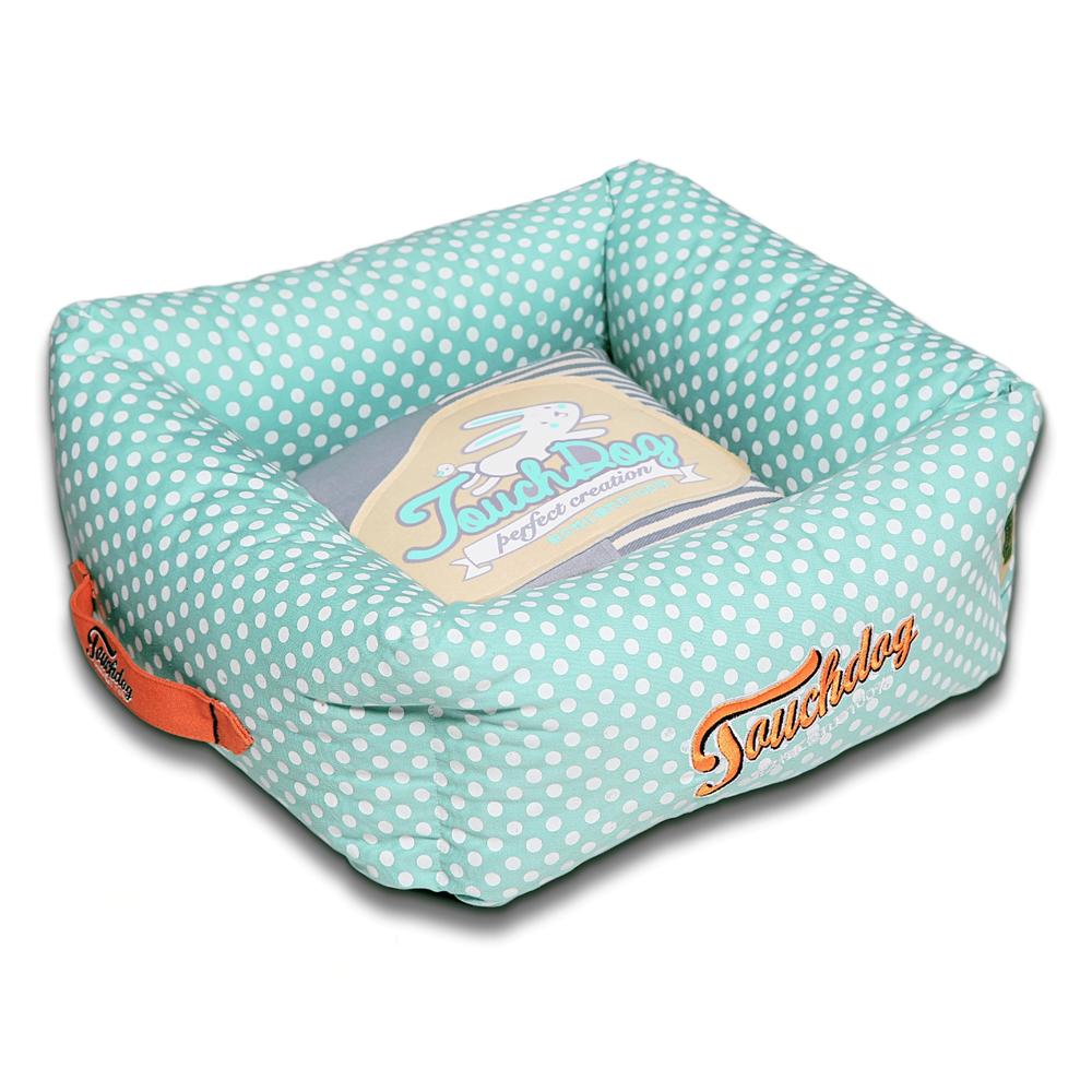 Touchdog Polka-Striped Polo Easy Wash Squared Fashion Dog Bed