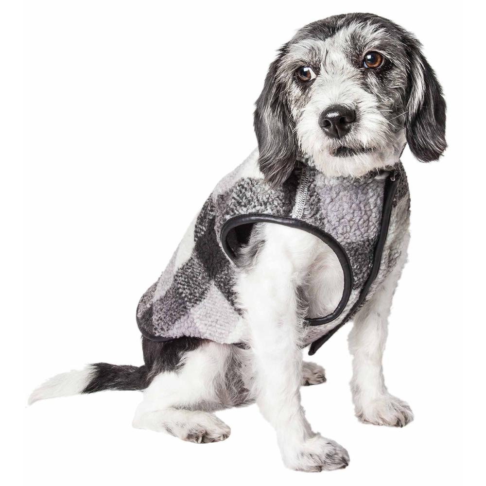 Pet Life Black Boxer' Classical Plaided Insulated Dog Coat Jacket