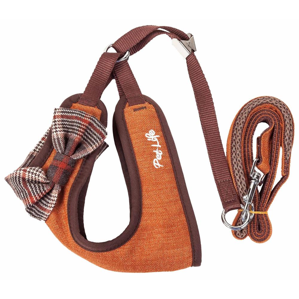 Pet Life Luxe 'Pawsh' 2-In-1 Mesh Reversed Adjustable Dog Harness-Leash W/ Fashion Bowtie