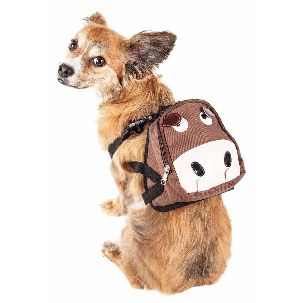 Pet Life Mooltese' Large-Pocketed Compartmental Animated Dog Harness Backpack