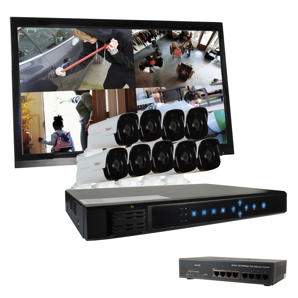 Revo Ultra HD 16 Ch. 3TB NVR Surveillance System with 9 4 Megapixel Bullet Cameras
