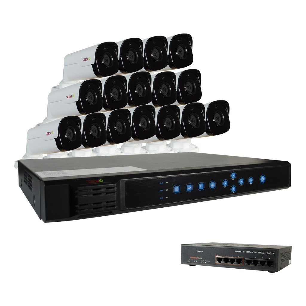 Revo Ultra HD 16 Ch. 4TB NVR Surveillance System with 16 4 Megapixel Bullet Cameras