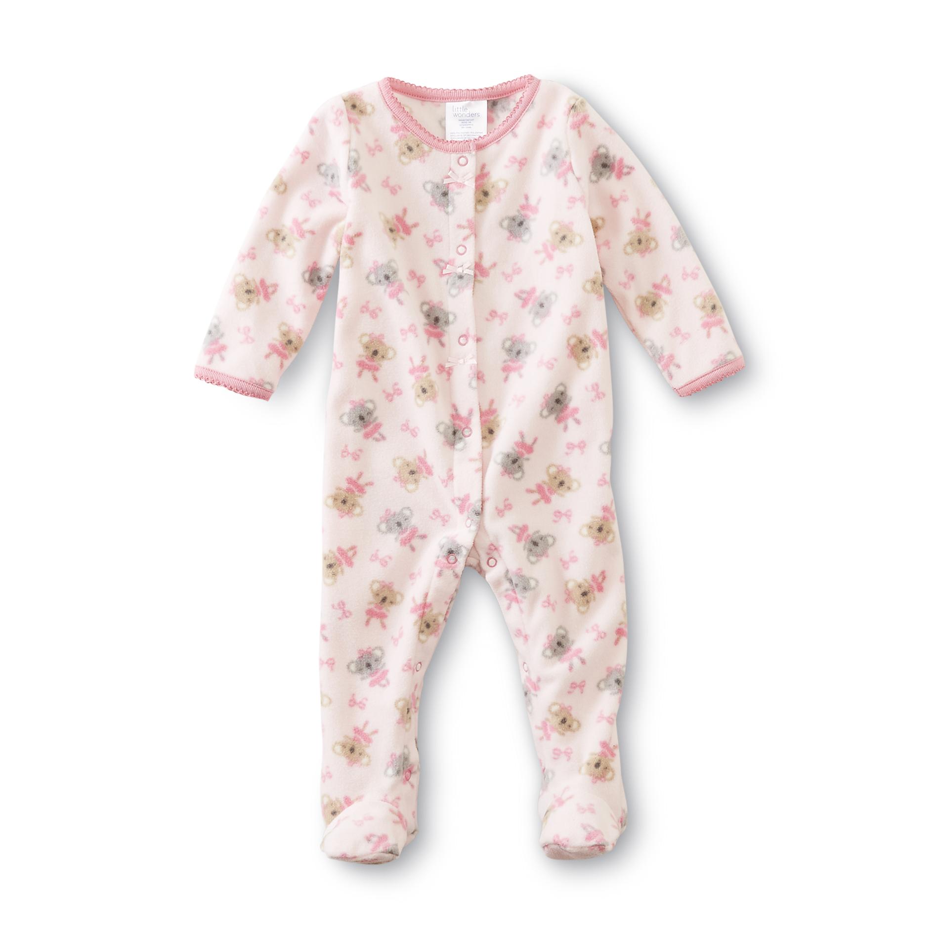 Little Wonders Newborn Girl's Fleece Sleeper Pajamas - Ballerina