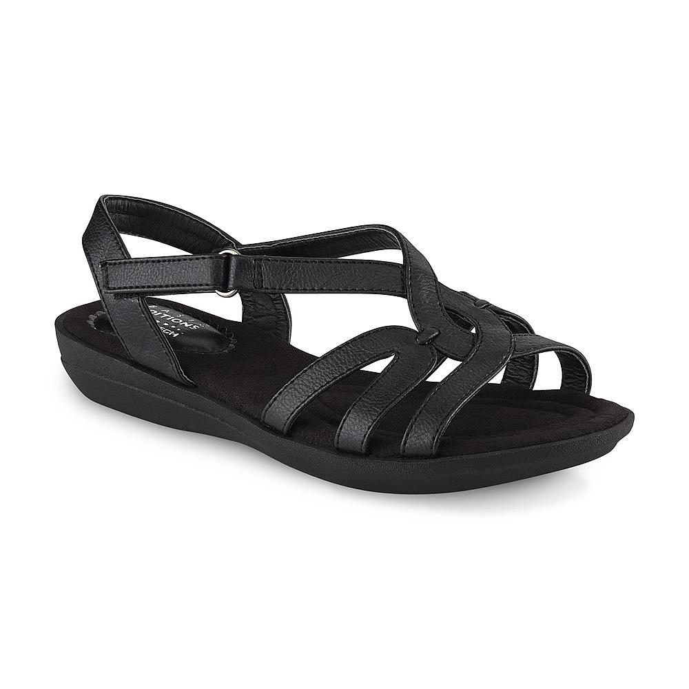 Basic Editions Women's Alice Black Cushioned Sandal - Wide Width