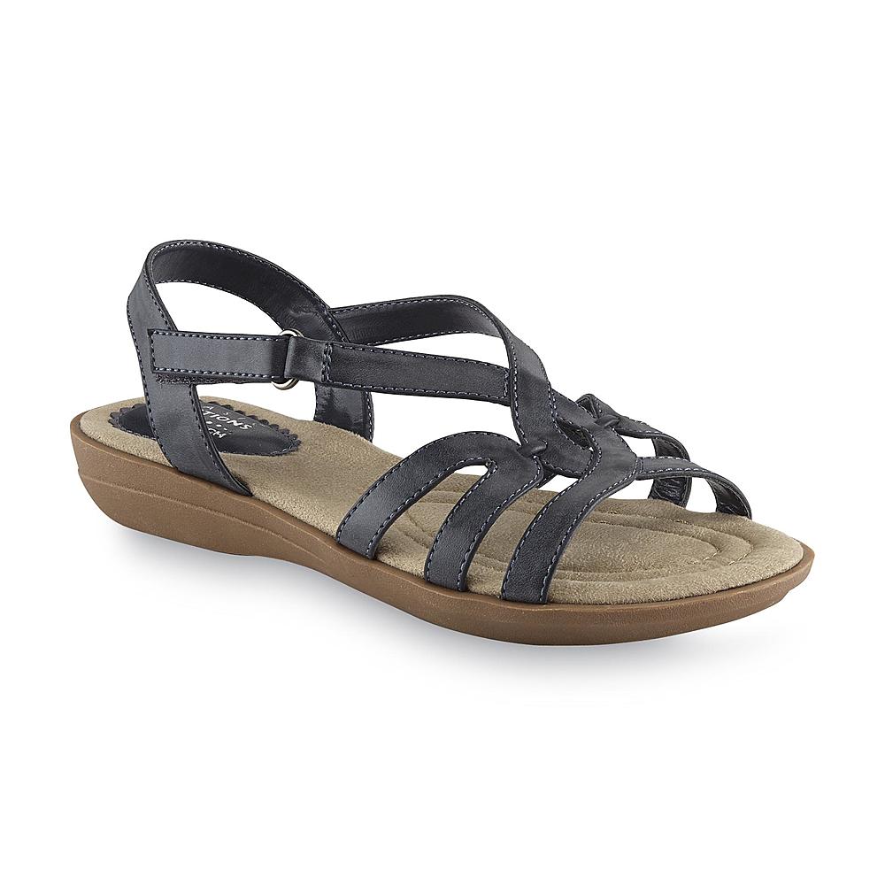 Basic Editions Women's Alice Blue Cushioned Sandal - Wide Width