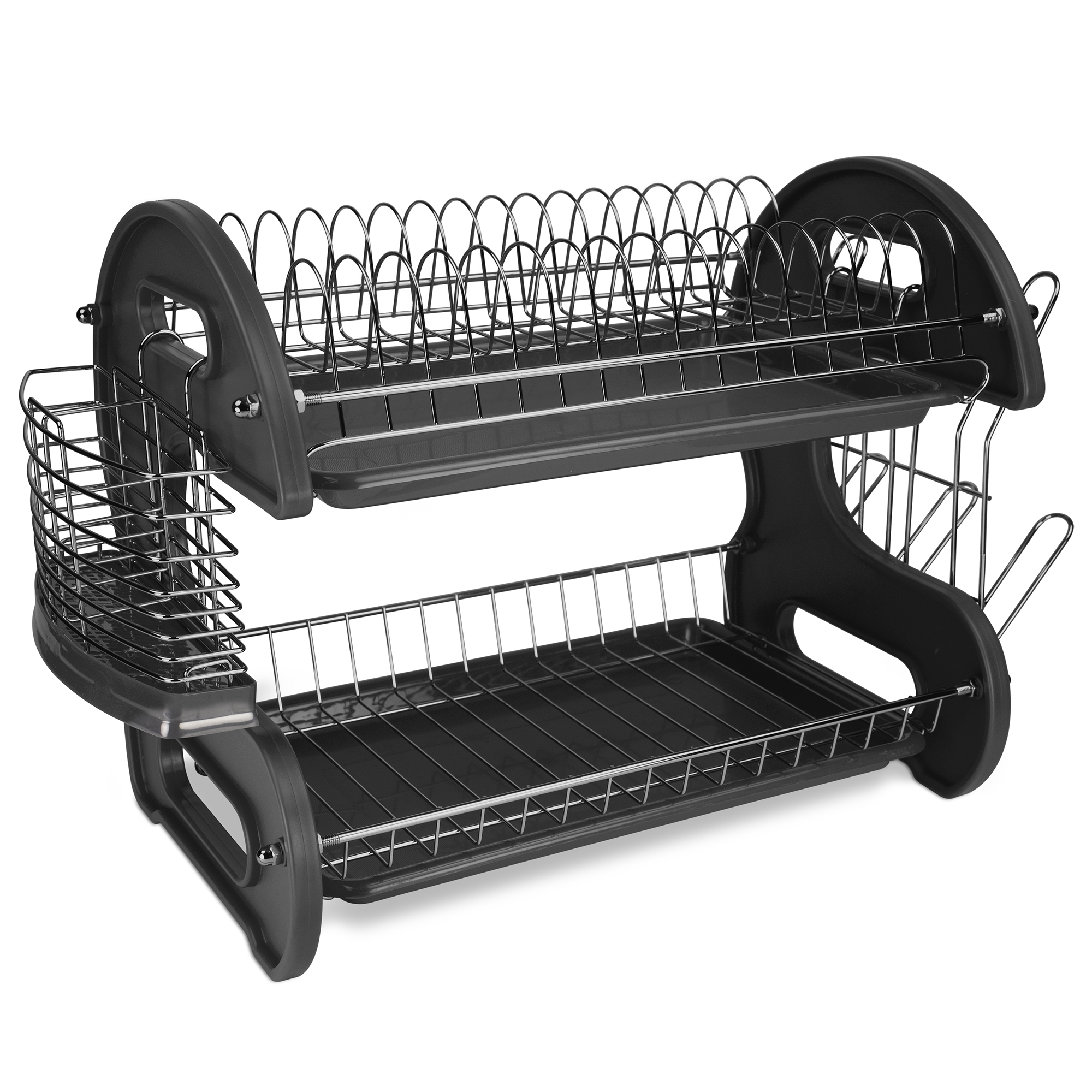 HB 2 Tier Plastic Dish Drainer, Black