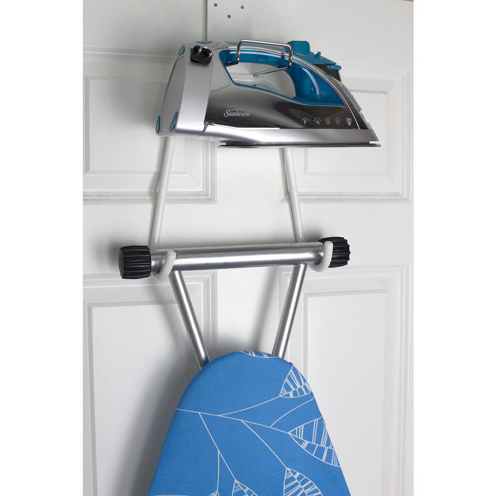 SRC55238 Vinyl Coated Steel Ironing Board Holder with Steel Iron Rest, White