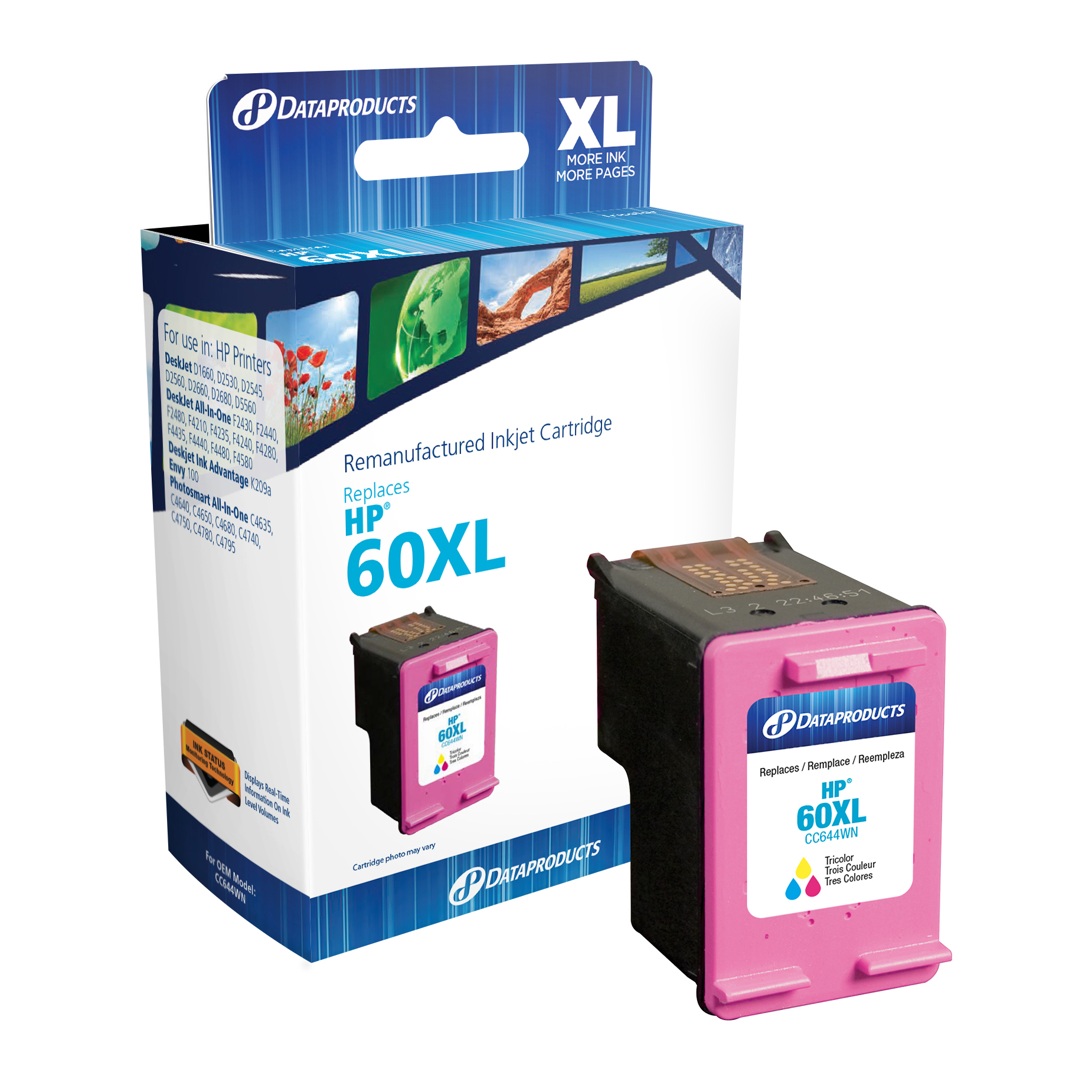 HP GENUINE 60XL TRI-COLOR INK (NO RETAIL BOX) PHOTOSMART C4635