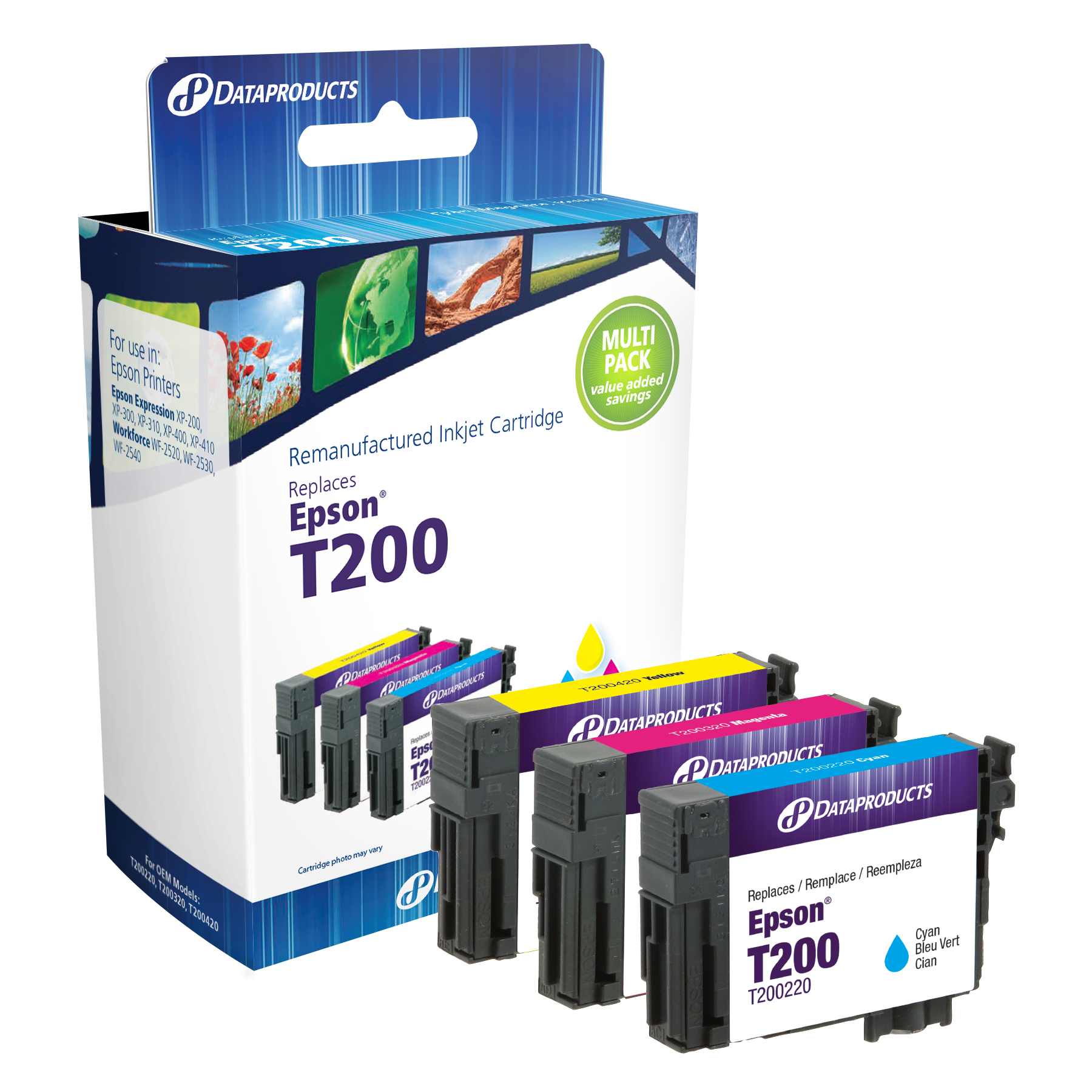 Dataproducts DPCT200CMY Remanufactured Inkjet Cartridge for Epson T200 - CMY Color Ink 3-Pack Dataproducts DPCT200CMY Remanufactured Inkjet Cartridge for Epson T200 - CMY Color Ink 3-Pack
