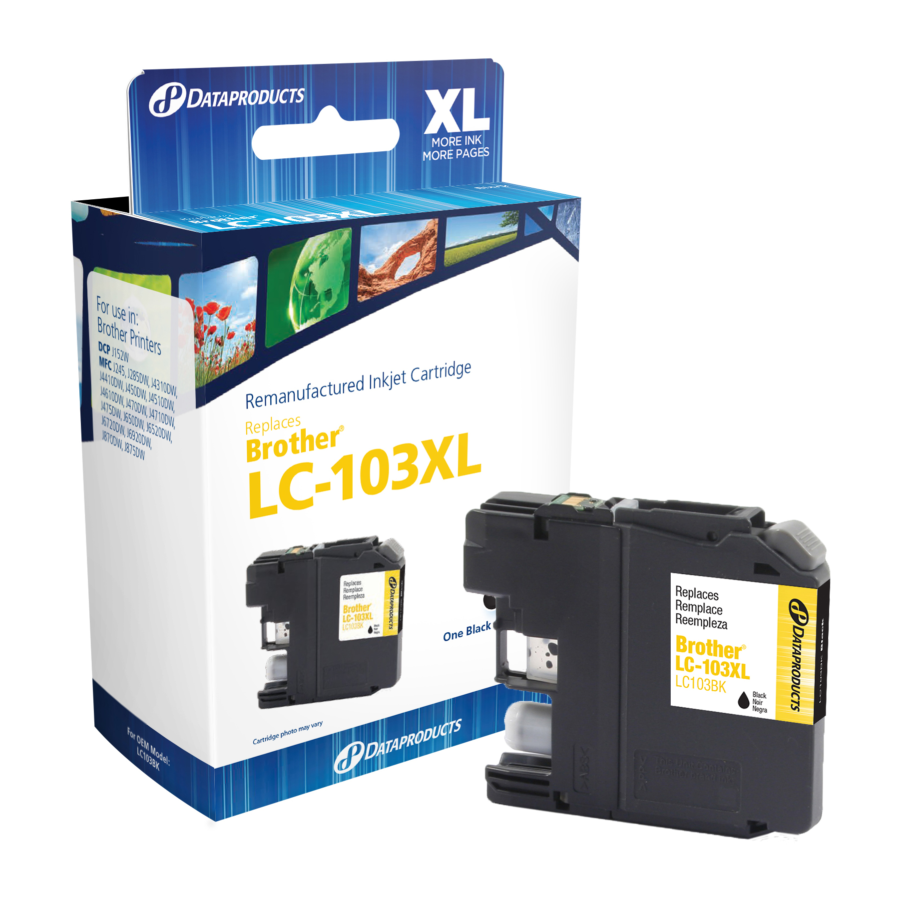 Dataproducts DPCLC103B Remanufactured Inkjet Cartridge for Brother LC-103XL - High Yield Black Ink