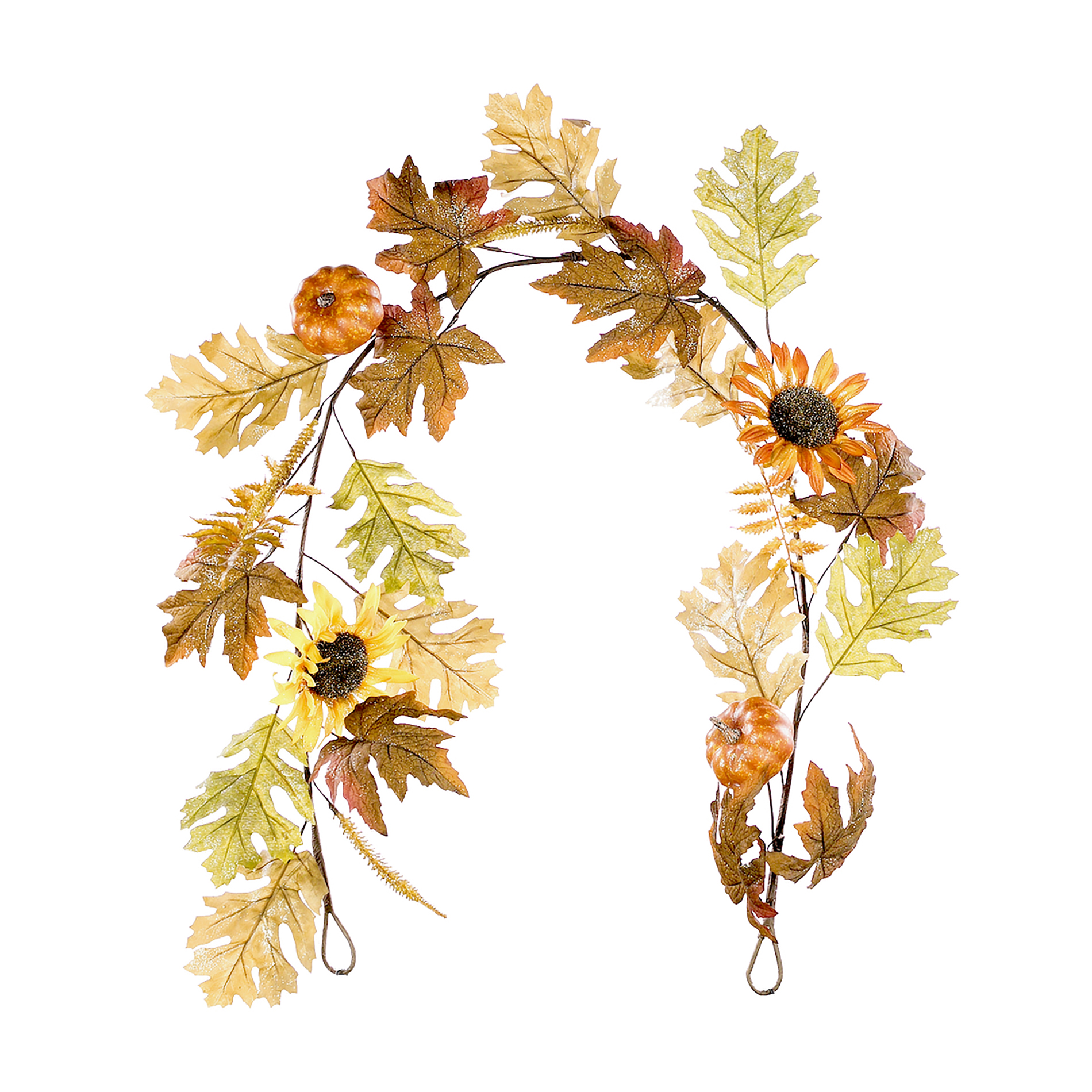 Be Thankful 60" Sunflower Pumpkin Garland With Fall Leaves
