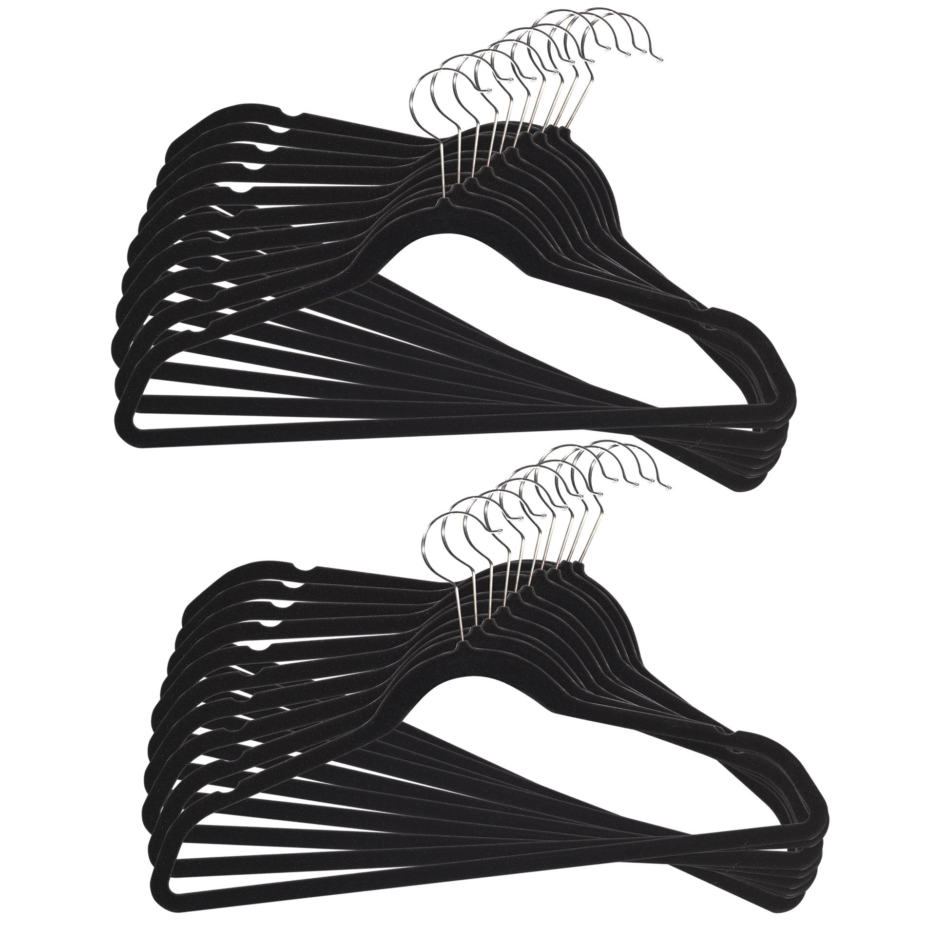 20Pk Black Flocked Hangers