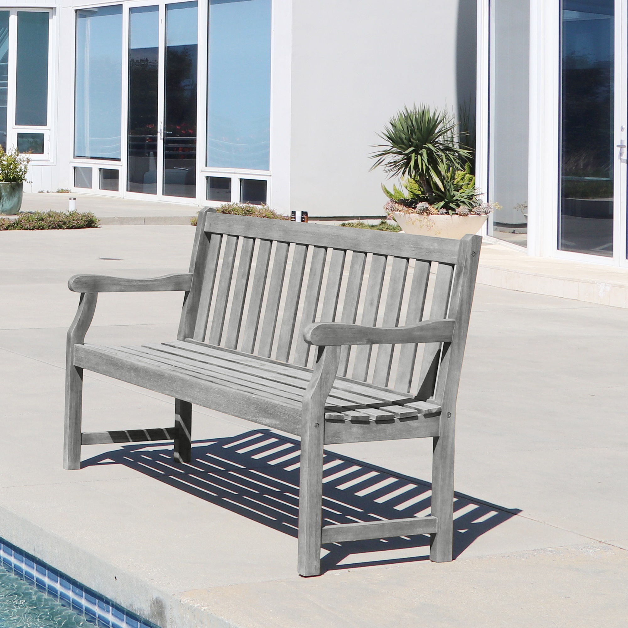 Vifah Renaissance 5ft Outdoor Hand Scraped Hardwood Garden Bench V1620