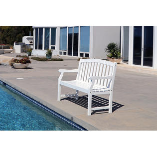 Vifah Bradley 4ft Outdoor White Wood Garden Bench V1629